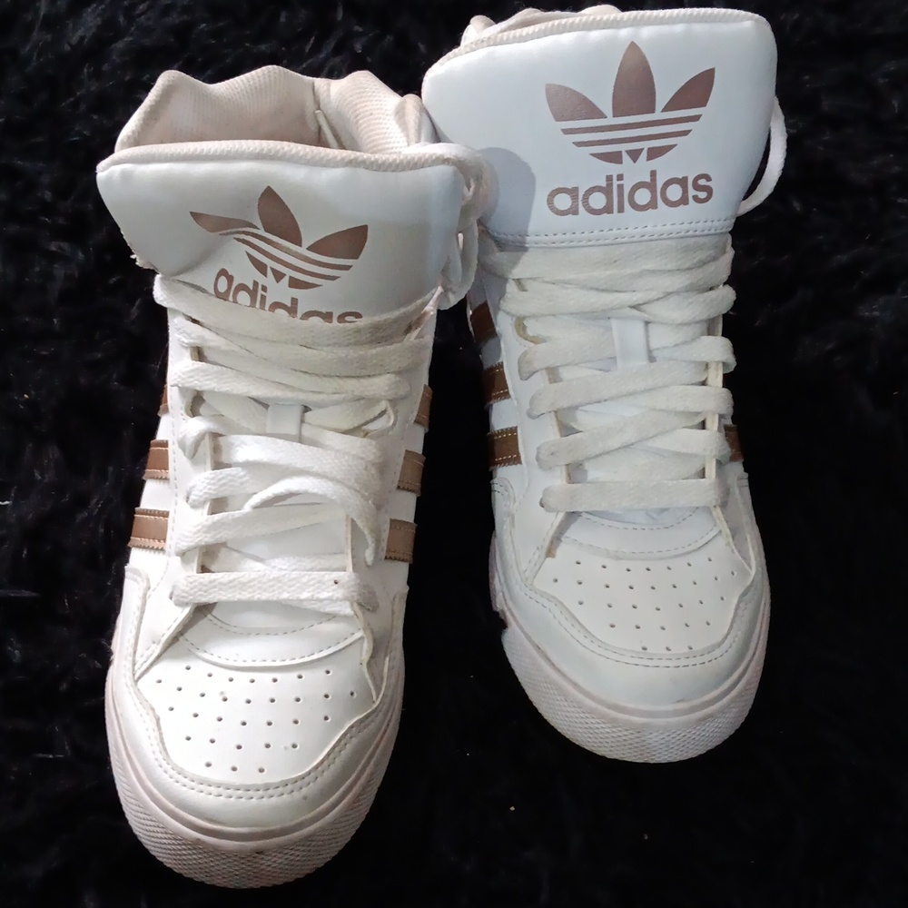 Adidas white and rose gold platform sneakers size us 6.5